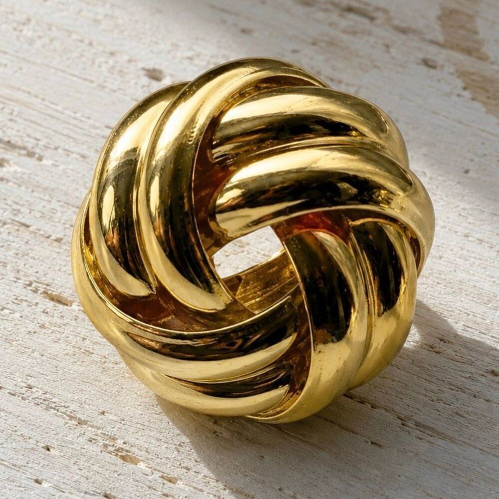 Love Knot Petite Stud Earrings Gold Tone .5” - Picture 4 of 7